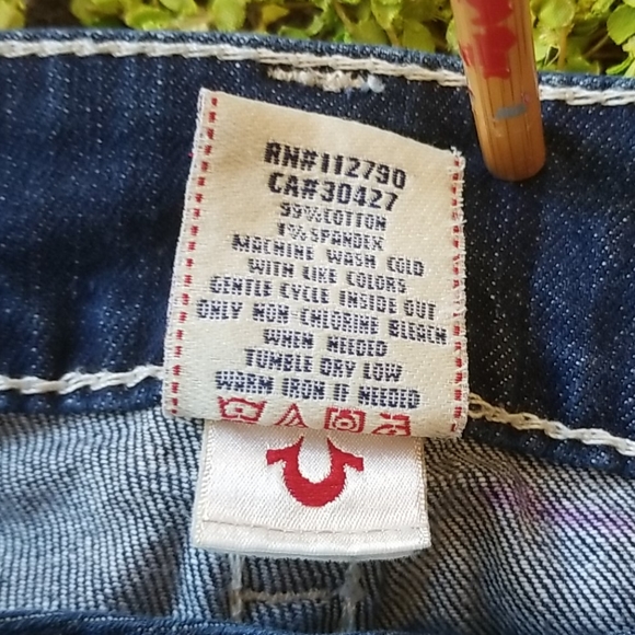 Y2k TRUE RELIGION Joey Dark Low FLARE HorseShoe Topstitched Bell IT Jeans 29 EUC - Picture 9 of 16